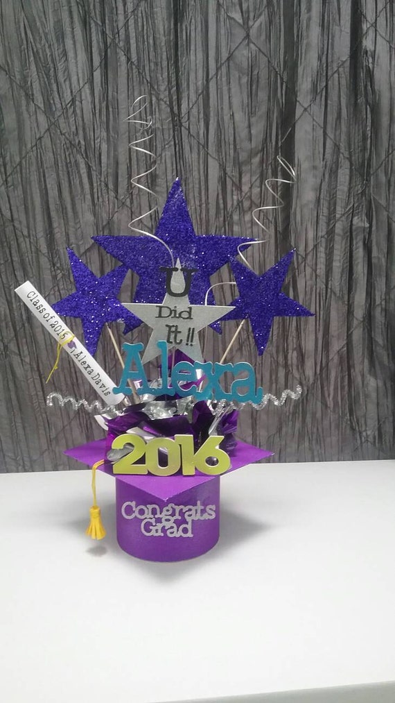 Graduation centerpiece by UniqueandGlitzy on Etsy
