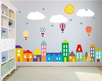 City Wall Decals, Wall Decals Nursery, Baby Wall Decal, Kids Wall Decal, Wall Decal Nursery, Nursery Wall Decal, REMOVABLE and REUSABLE