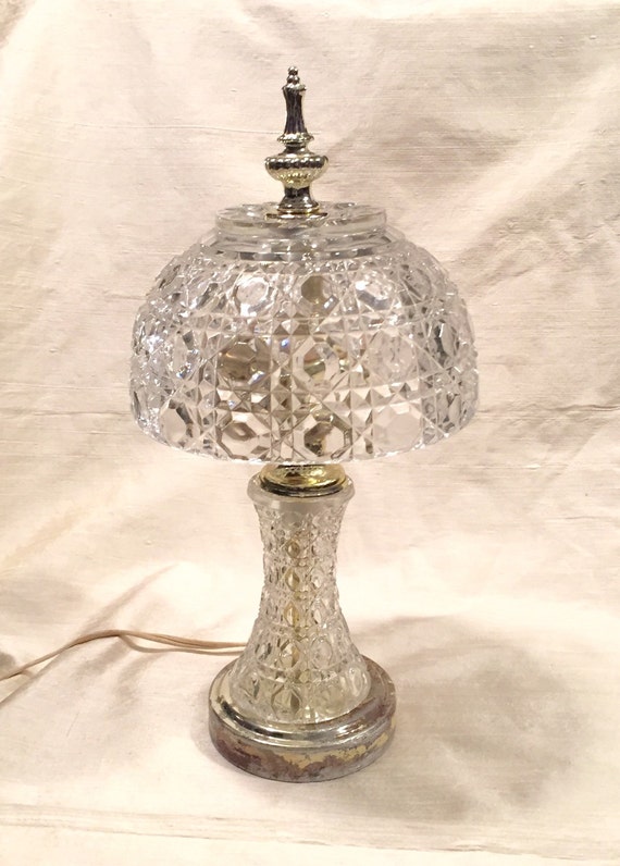 SALE Vintage Lead Crystal Accent Lamp Table Lamp Hurricane