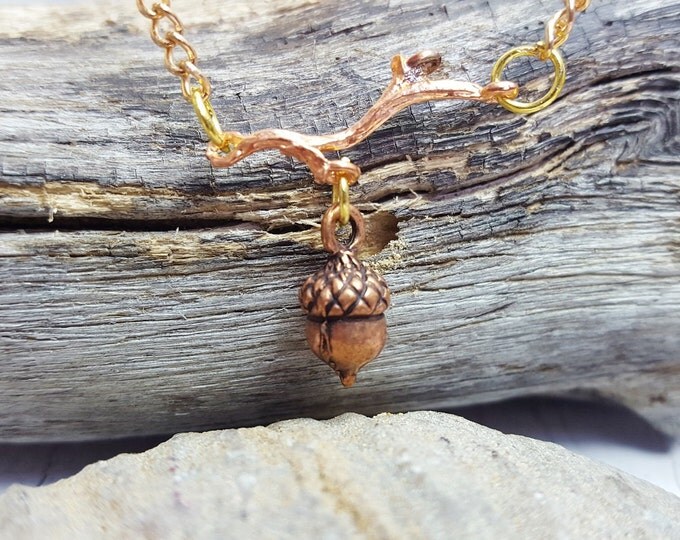 Acorn Necklace ~ Bridesmaid Gift For Rustic Autumn Wedding ~ 9 Year, 7th Copper Anniversary Gift For Her ~ Fertility Jewelry ~ Tree Of Life