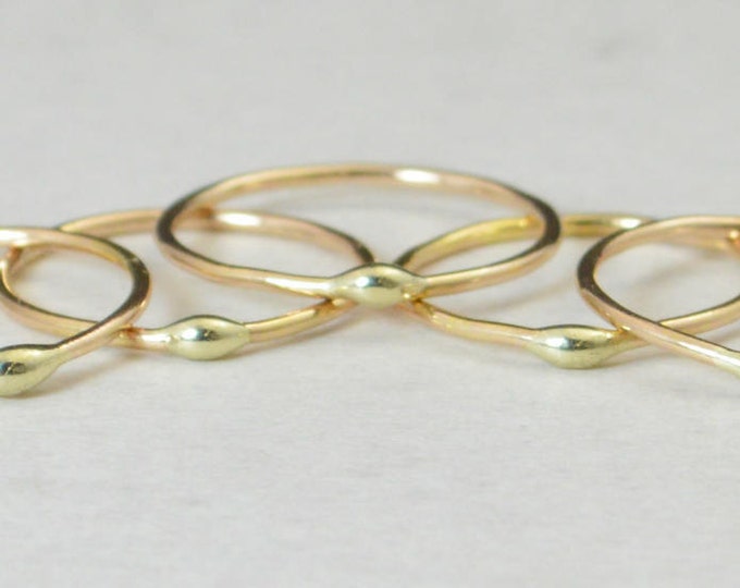 Unique Gold and Solid 14k Gold Dew Drop Stacking Ring(s), Bimetal Ring, Hippie Ring, Gold Boho Rings, Gold Dew Drop Rings, Bohemian Ring