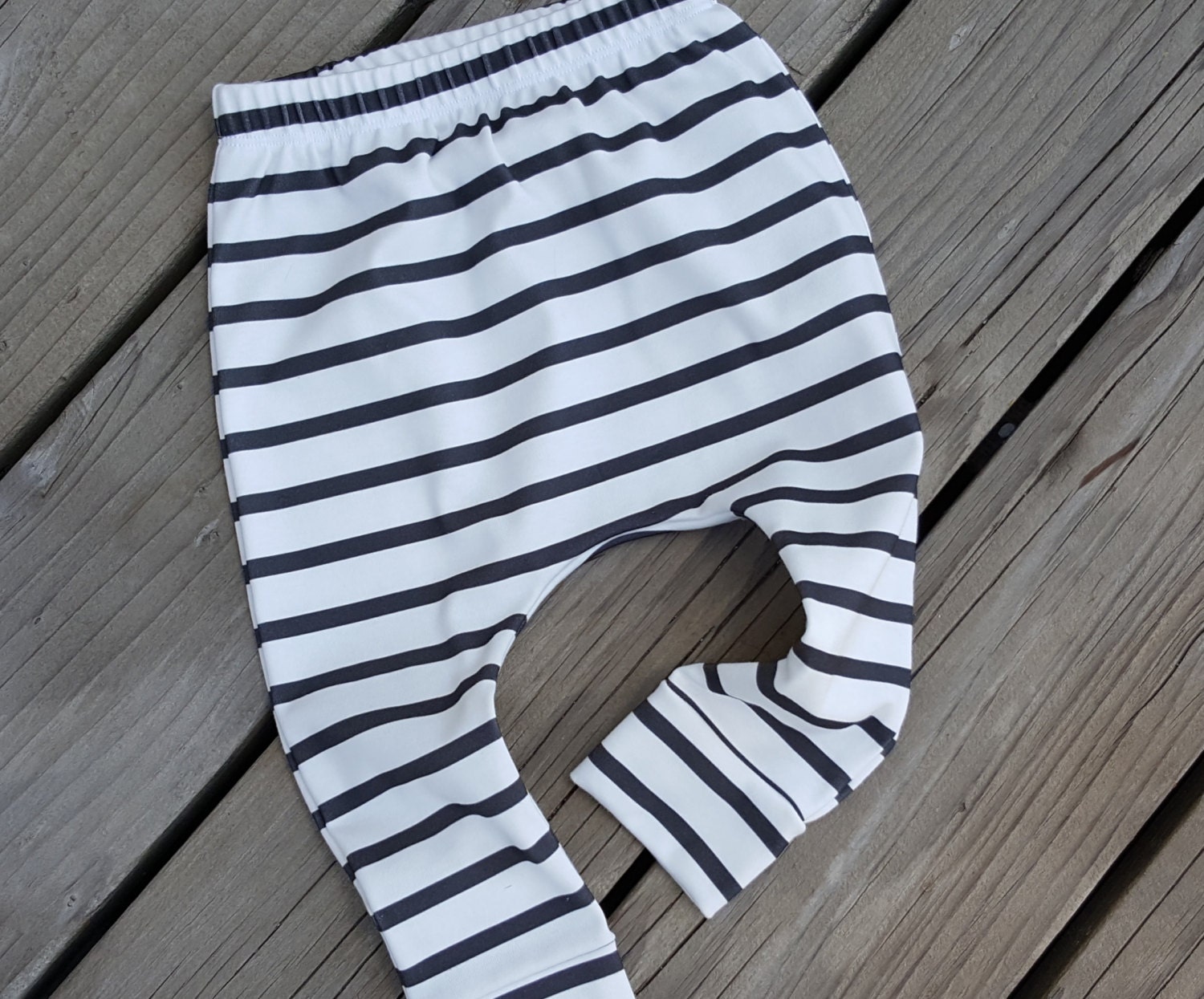 Clearance Sale Black And White Stripe Baby Harem Pants Organic