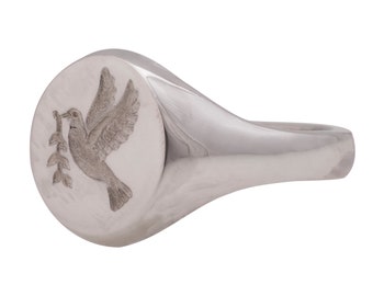 Seal engraved solid silver signet ring