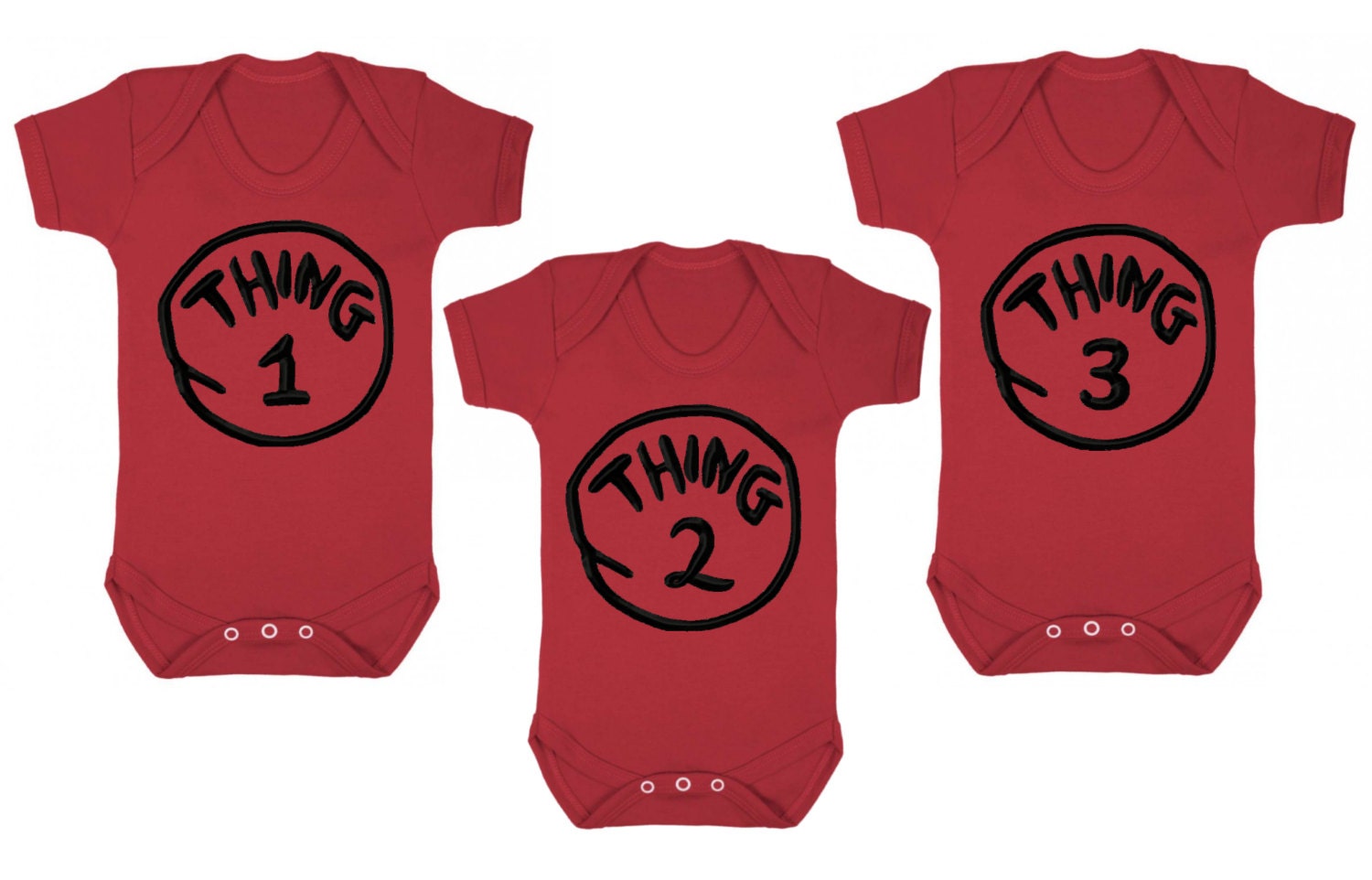 Thing 1 Thing 2 Thing 3 Triplets Onesies funny by universalwear