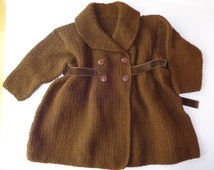 Double Breasted Knitted Buttoned Coat in Blue (6mths-2yrs)