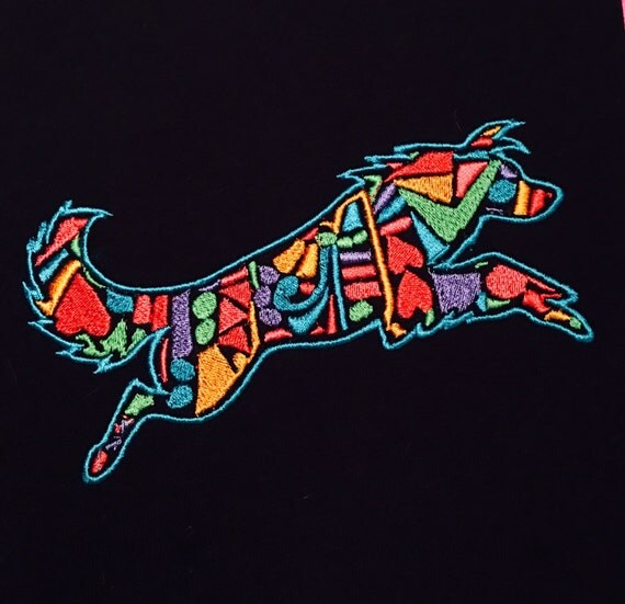 Embroidered Art Deco Agility Border Collie by WhiskazzandPawzz