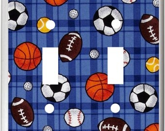 All Sports Light Switch Cover Plate or Outlet Boys Room Decor Free Shipping to U.S.!!! You pick plate size
