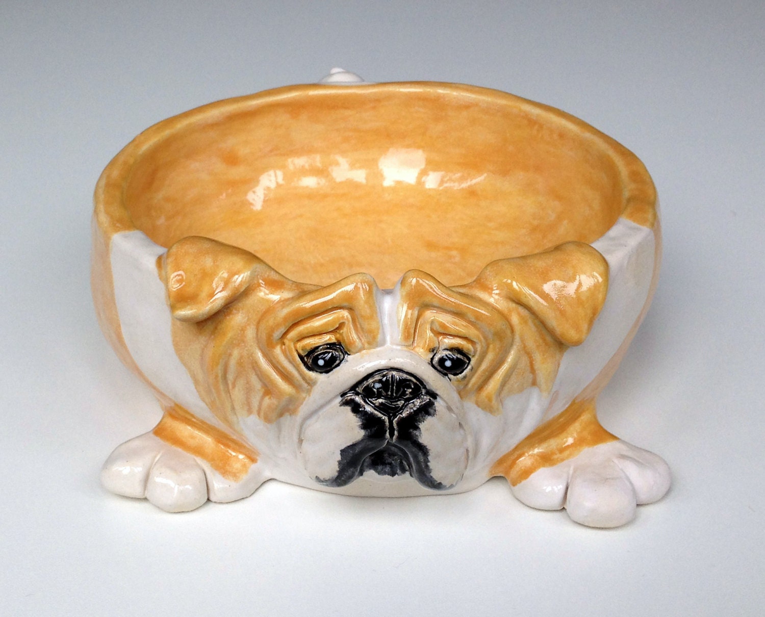 English Bulldog Ceramic Dog Bowl Personalized by