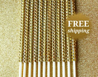 Gold Bling Cake Pop Sticks Candy Bar Supply Dessert Buffet Sticks Gold Bling Lollipops Sticks