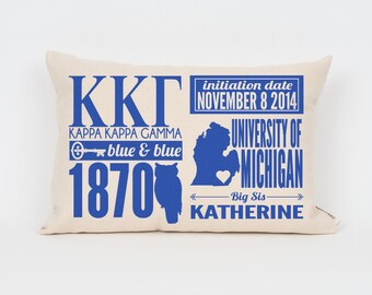 Kappa Kappa Gamma Custom Sorority Facts Pillow // Greek Letter Pillow // Big Little Gift // Sorority Letters // Sorority Gift // Dorm Decor