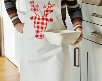 Stag Apron - available in red or blue