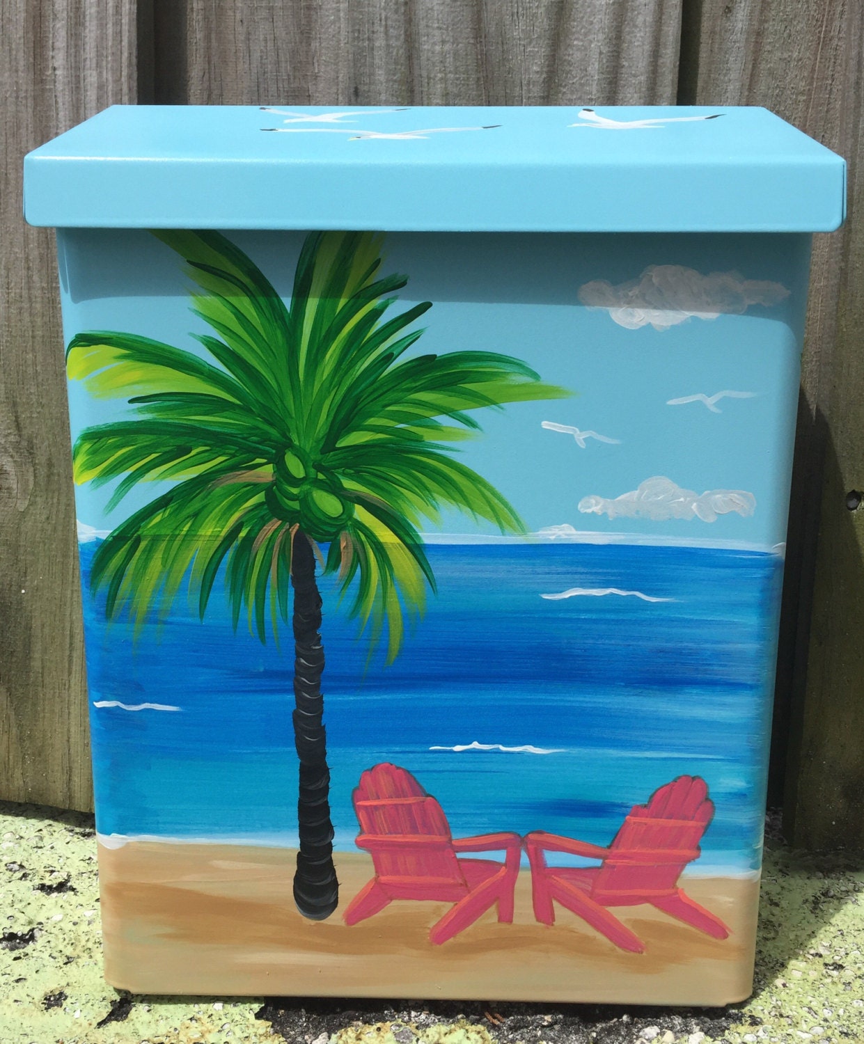 Adirondack Chairs Palm Trees Tropical scene Beach Island