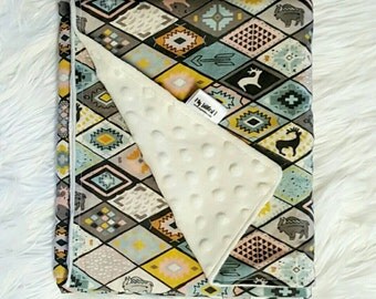 Southwest Minky Baby / Toddler Blanket Baby Gift Newborn Blanket