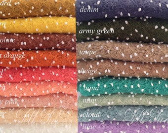 Many colours! Newborn stretch wrap photo prop, bubbles stretch wrap prop, dots knit baby layer, popcorn baby wrap prop, newborn wrap