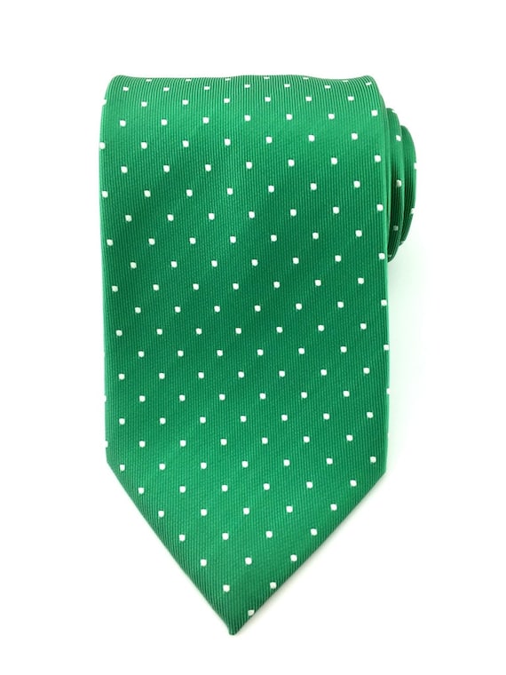 Mens Necktie Green with White Polka Dots  Necktie 8.5cm Party Tie.Casual Tie.Handmade Tie.Polka dot tie. Green tie.Formal Tie.Business Tie.