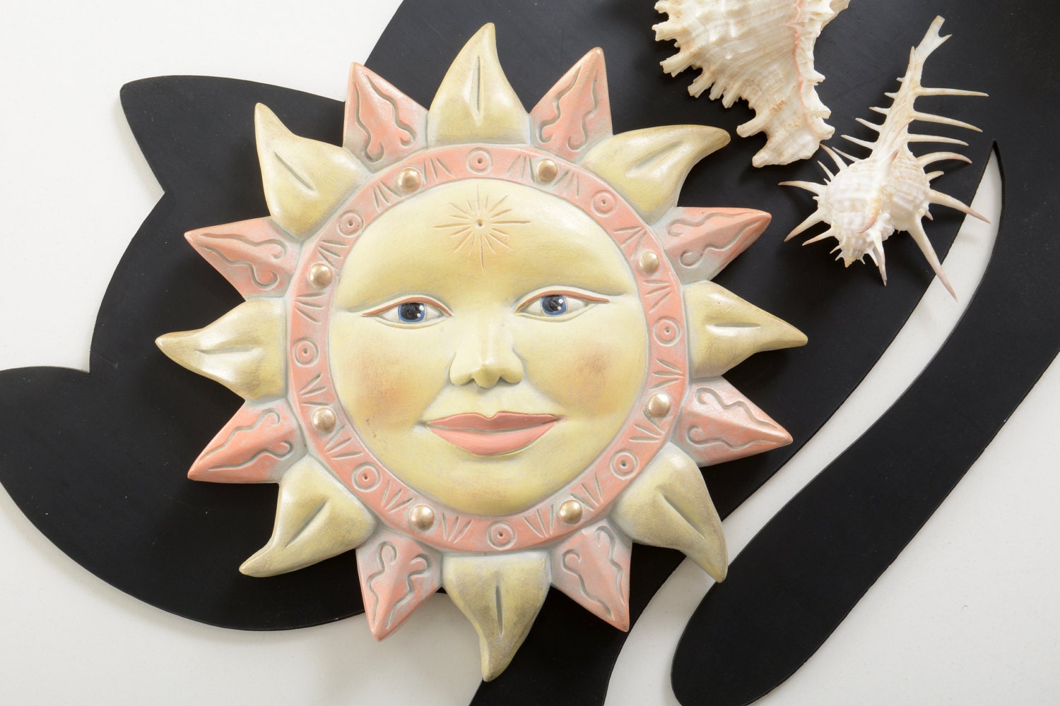Vintage plaster sun mask sun face mask wall decor garden