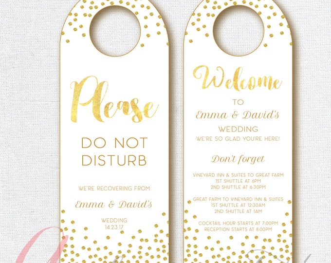 Wedding Door hanger. Printable Wedding Door Hanger - Wedding Itinerary
