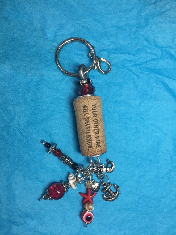 Items similar to Mermaid Love Wine Cork Keychain on Etsy