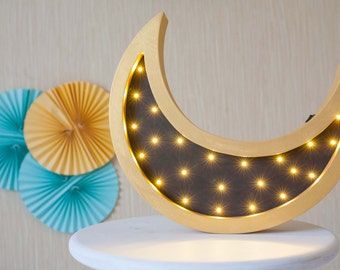 Gift for boyfriend Gift for her Night light Baby shower Lamp Moon Battery Operated Light Marquee lamp Moon nursery