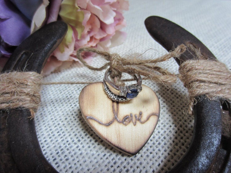 Horseshoe wedding decor wedding ring holder by PerryhillRustics