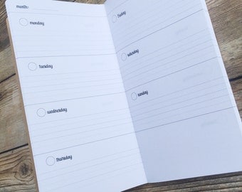 HORIZONTAL WEEKLY Traveler's Notebook Insert WO2P - Choose from 22 colors and 8 sizes