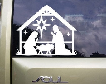 Nativity vinyl decal, Christian symbol, Macbook Pro sticker, Car decal, Christmas Mason Jar sticker, Laptop Vinyl Decal, dcl211