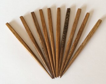 Robles wood hair sticks small square 4 1/2 inch robles. 10 pcs. per package.