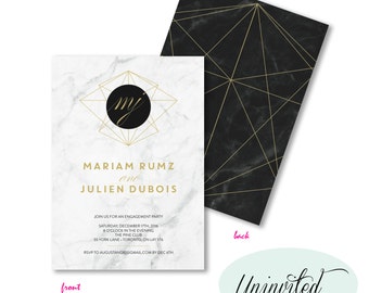 Marble Engagement Invitation, Marble Invitation, Invites, engagement invite, engagement invitation