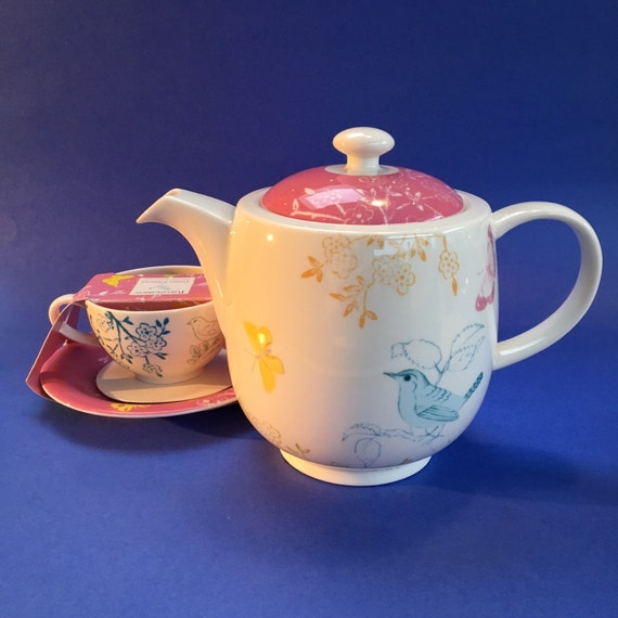 portmeirion dawn chorus porcelain teapot and cup and saucer portmeirion dawn chorus porcelain teapot and cup and saucer