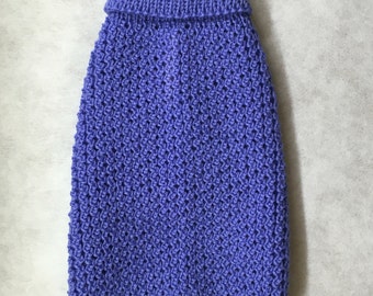 Blue Pure Merino Wool Knitted Dog Sweater - XS to Large Sizes.