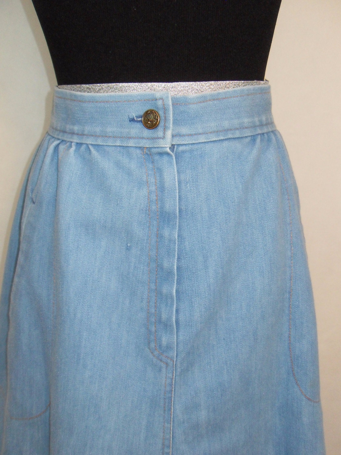70s Denim Skirt Vintage Koret City Blues Blue by WellWornWardrobe