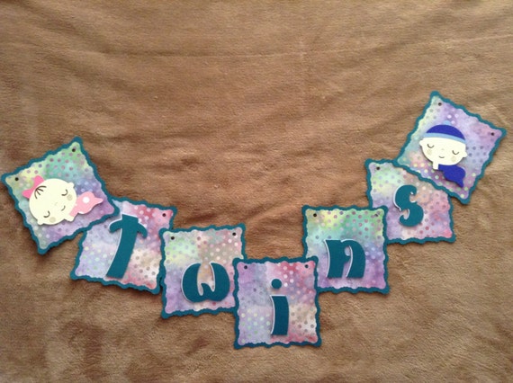 Twins banner banners baby shower banner new baby banner