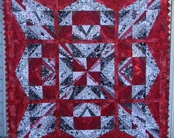 Art quilt, sofa throw, wall hanging, size 72" x 72", modern abstract quilt