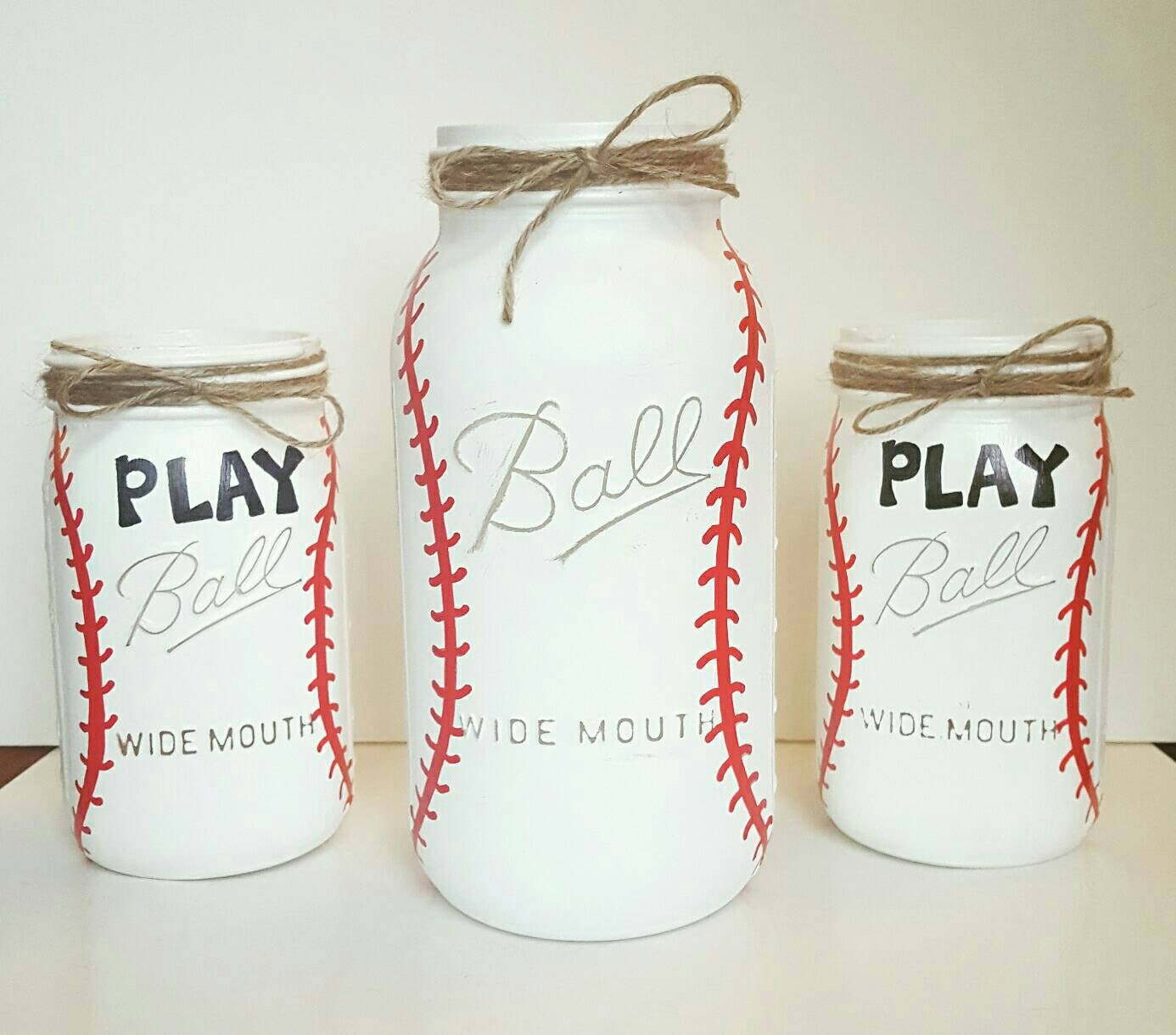Baseball Mason Jar Coaches Gift Baseball Decor by BeWreathedNYC