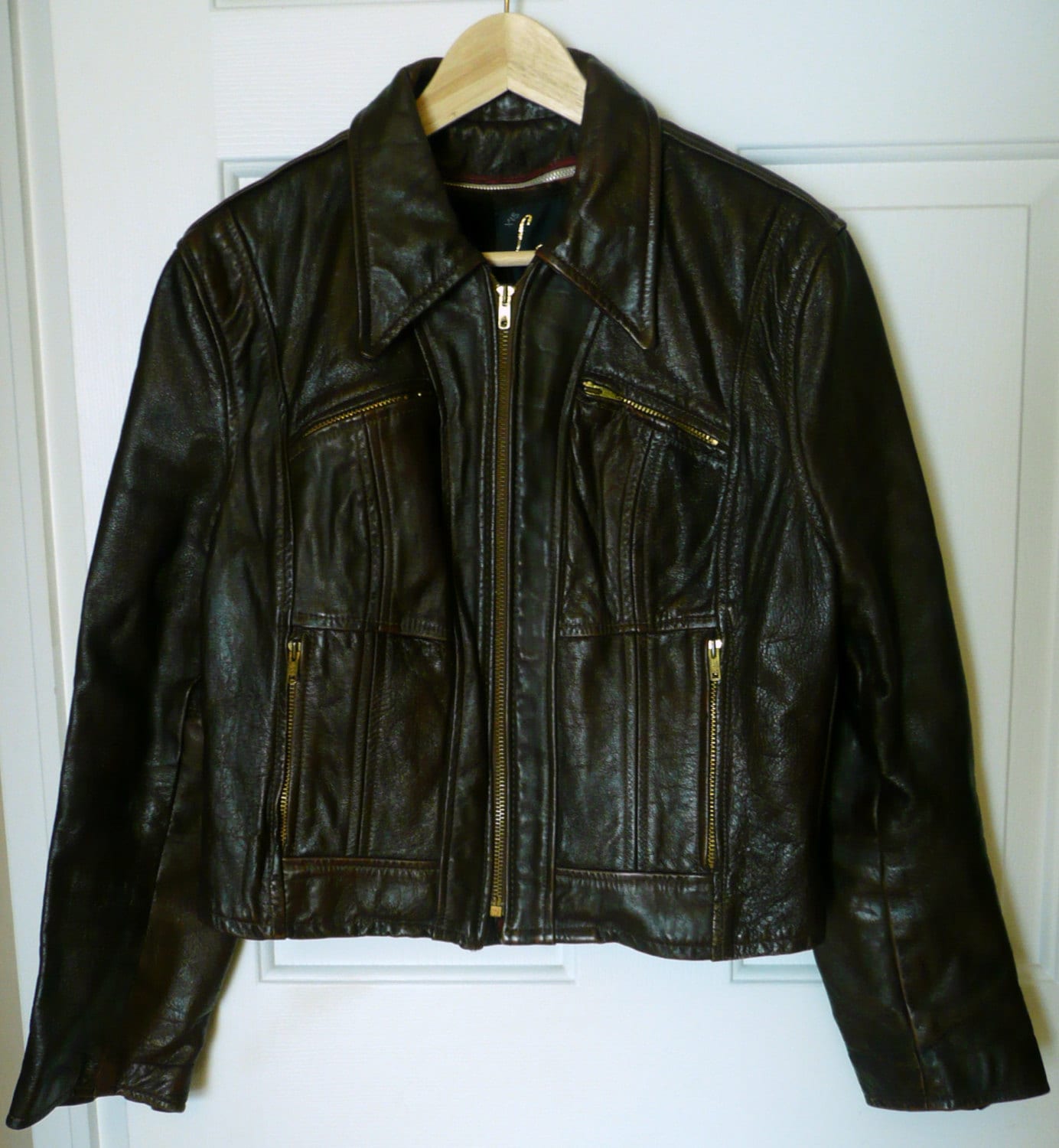 LEATHER Motorcycle Jacket Womens Vintage 60's 70's