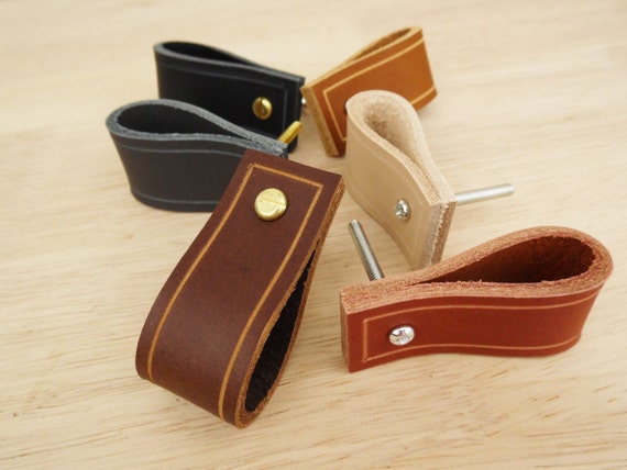 stiched leather drawer pulls