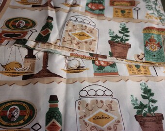 Fabric "Capers" Novelty Kitchen Fabric Panels Polished Cotton