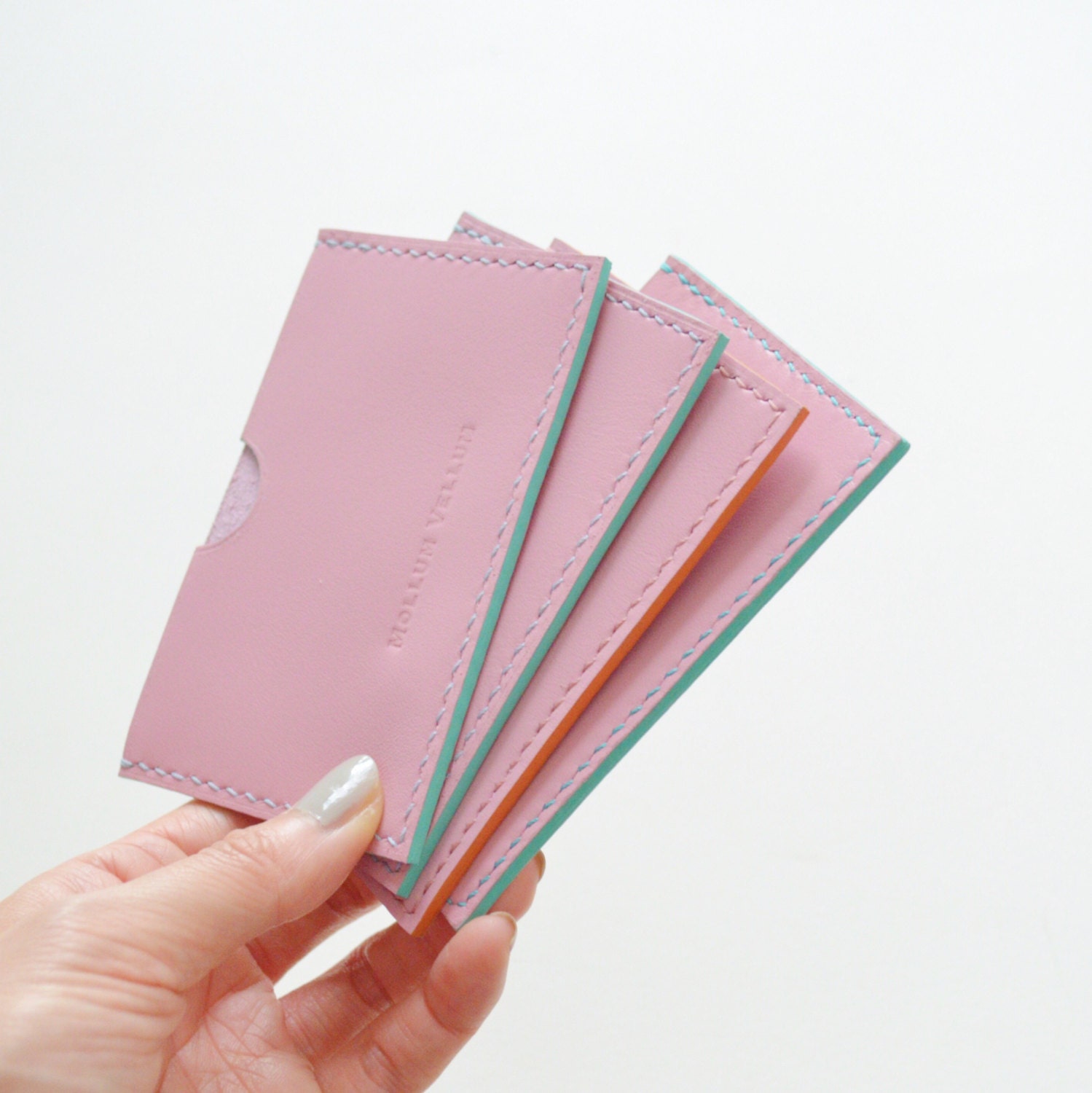 Leather card holder Simply Pink leather card holder