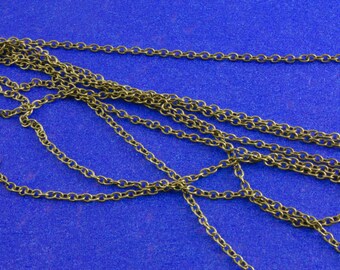 32 Ft. Antiqued Brass Round Cable Chain 1.5x2mm soldered links, 10m Antiqued Bronze Chain 2mm x 1.5mm open links-AB-B27029-8S