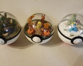 Pokemon Pokeball Terrarium (Diorama), Select Three! (4 Inch Diameter)