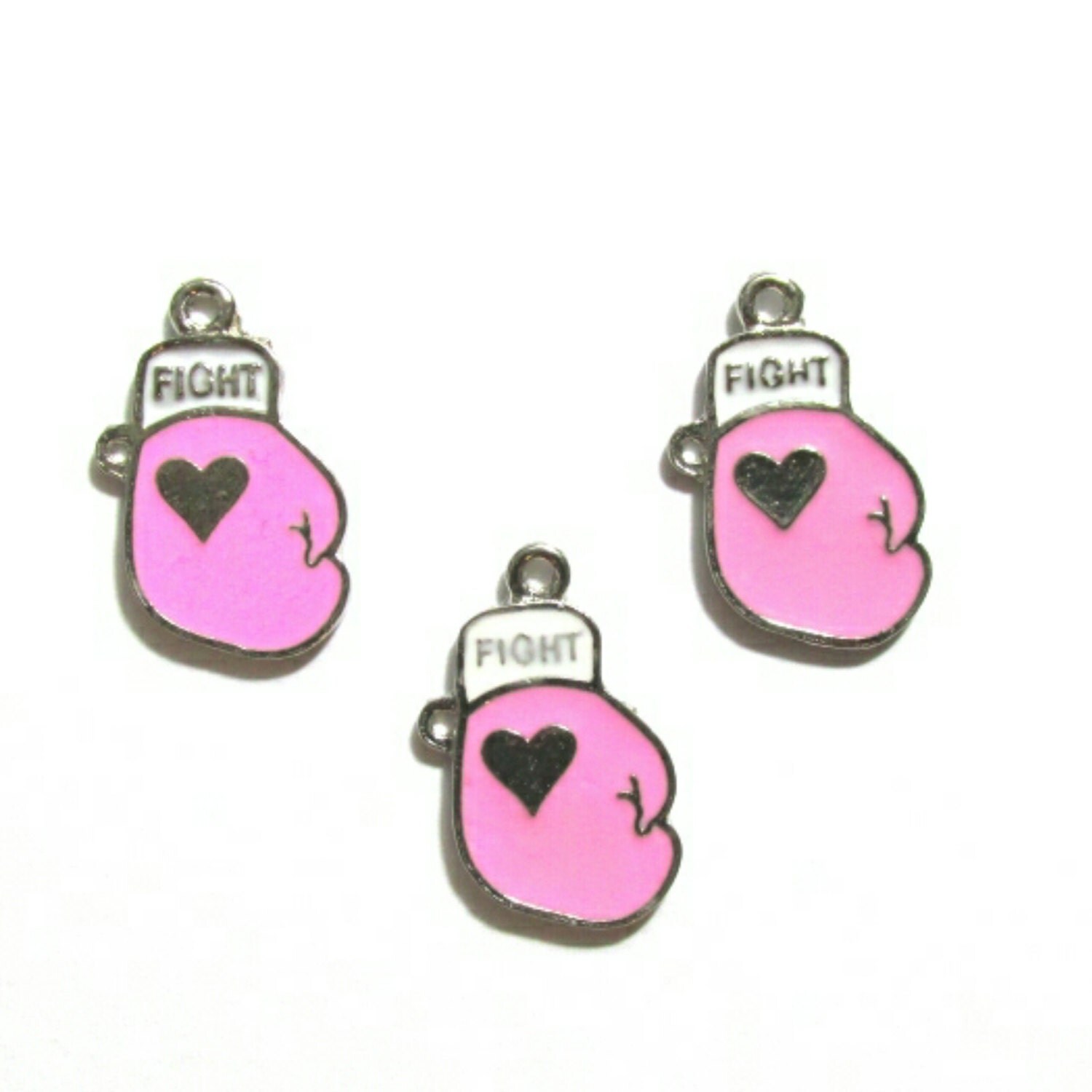 Pink Fight Boxing Gloves Cancer Awareness Charms Jewelry
