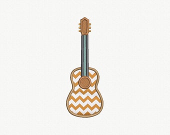 Guitar Applique Machine Embroidery Design - 4 Sizes