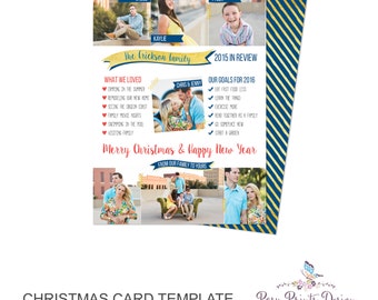 Year In Review Christmas Card Template - 5x7 Photo Card - Photoshop Template - INSTANT DOWNLOAD or Printable - YIR02
