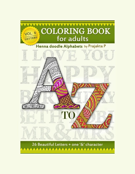 Download Printable Adult coloring book zentangle alphabet coloring for