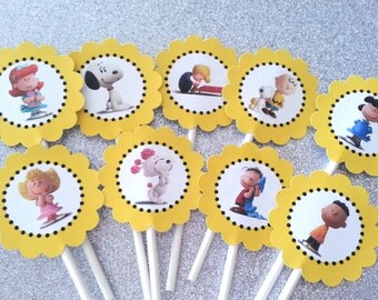 Items similar to Charlie Brown Cupcake Toppers-Set of 12 on Etsy