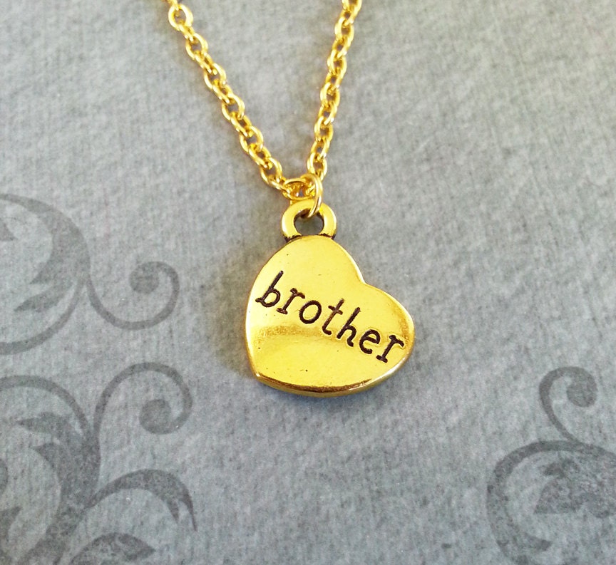 Brother Necklace Small Brother Jewelry Brother Heart Necklace