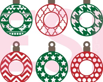 Christmas ornament svg, monogram frames, Baubles, Christmas svg files, SVG, DXF, EPS, use with Silhouette Studio and Cricut Design Space.