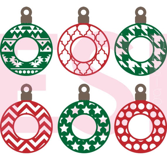 Christmas ornament svg monogram frames Baubles Christmas