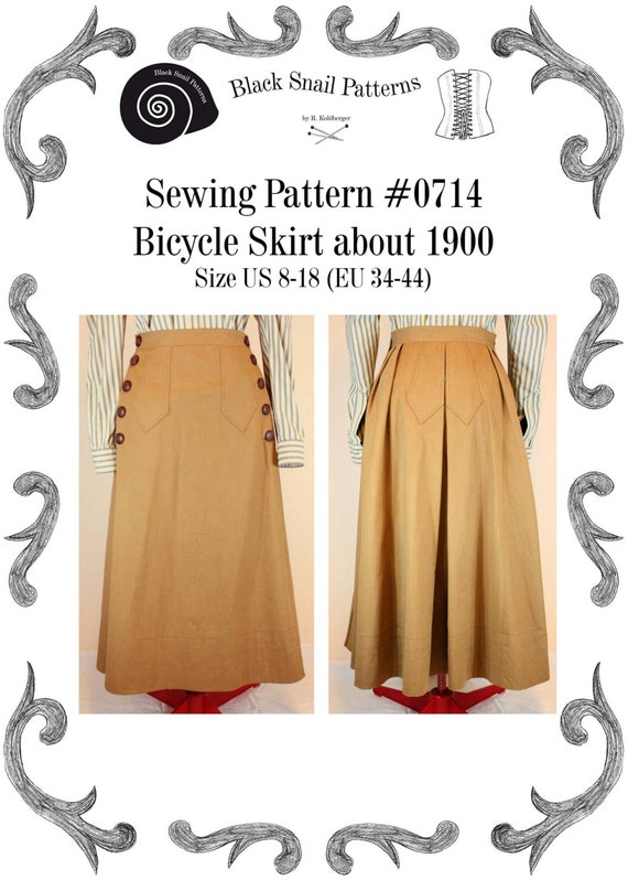 Edwardian Bicycle skirt about 1900 Sewing Pattern 0714 Size