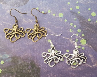 Octopus Earrings, Octopus Jewellery, Kraken Earrings, Nautical Jewellery, Sealife Jewelry, Ocean Jewelry, Pirate Jewellery, Octopus Gift